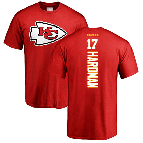 Men Kansas City Chiefs #17 Hardman Mecole Red Backer T-Shirt